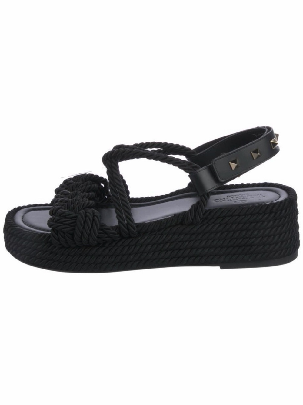 Valentino Garavani Black Braided Rope Sandals - Picture 4 of 10